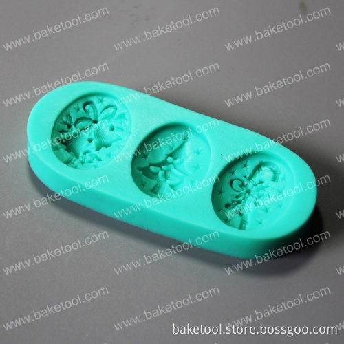 Christmas theme silicone fondant mold for cake decoration